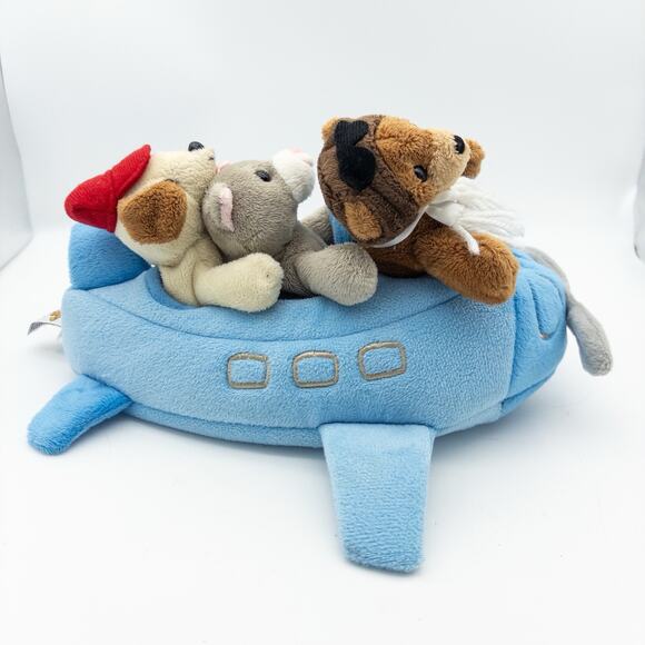 NEW Unipak Designs 10” Airplane Plush Holder With 3 Finger Animal Pilot Puppets - Picture 6 of 13